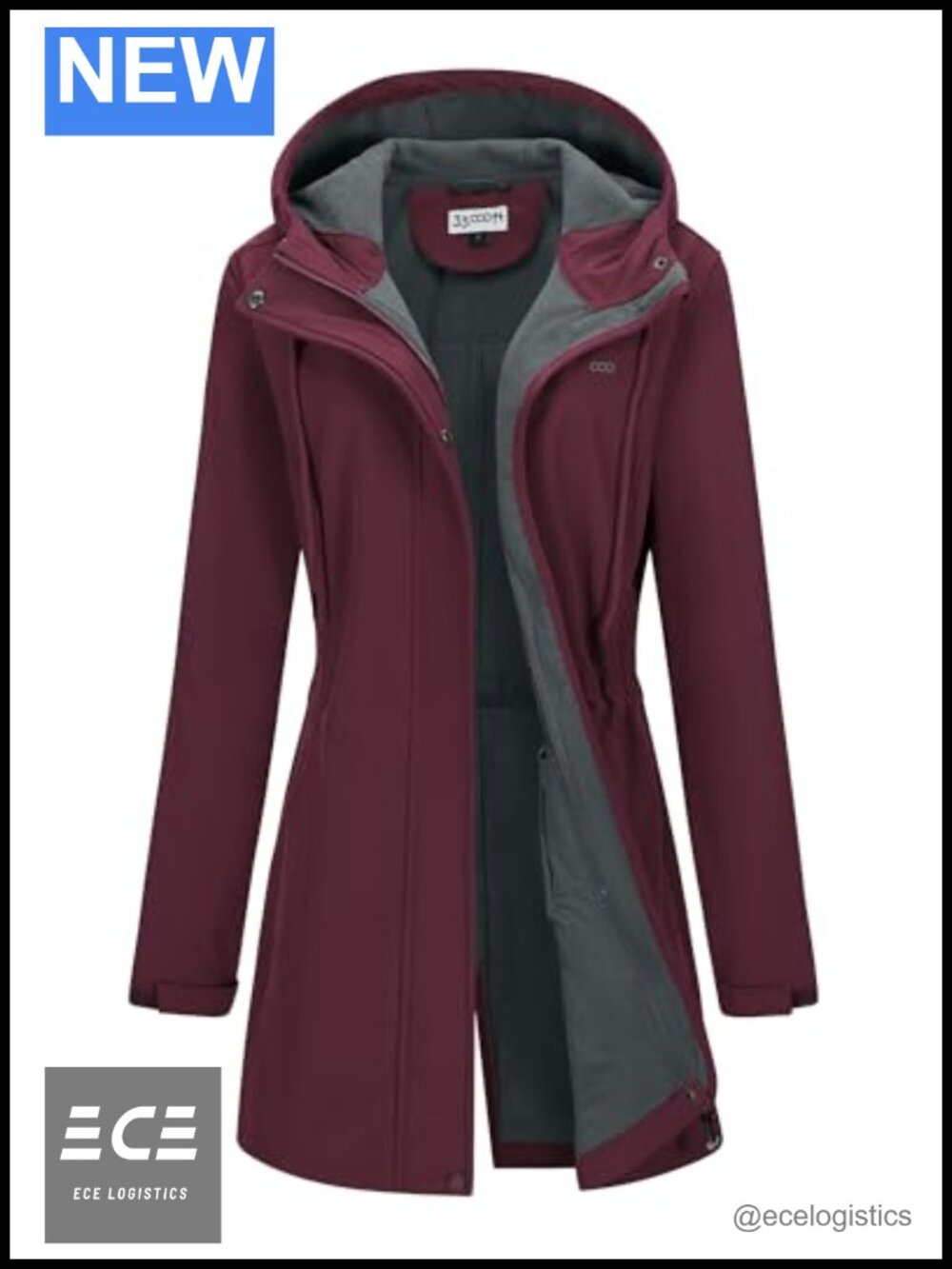 Women's Hooded Softshell Jacket Fleece Lined Waterproof Windproof Raincoat